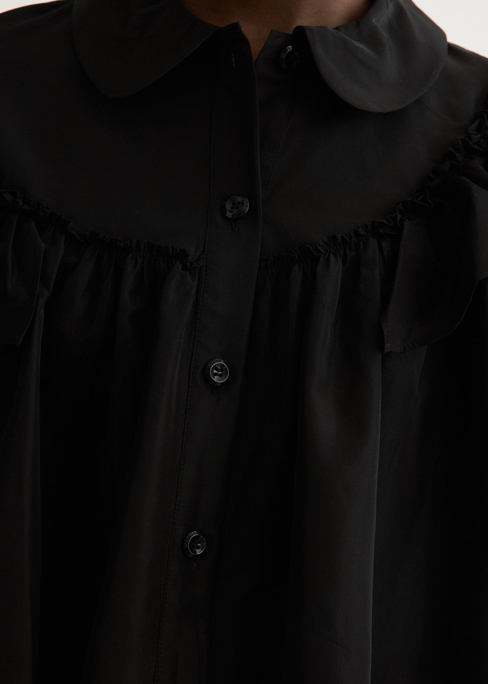Cropped Puff Sleeve Ruffle Frill Shirt