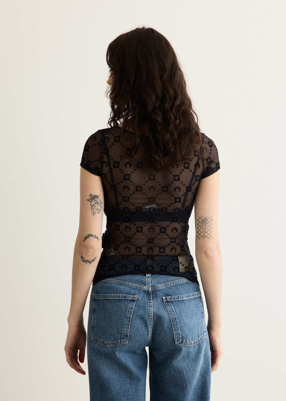 Moonogram Mesh Flock Short Sleeve T-Shirt
