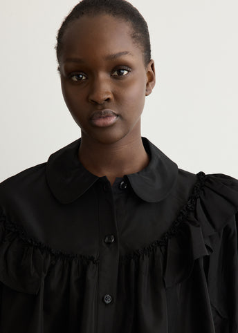 Cropped Puff Sleeve Ruffle Frill Shirt