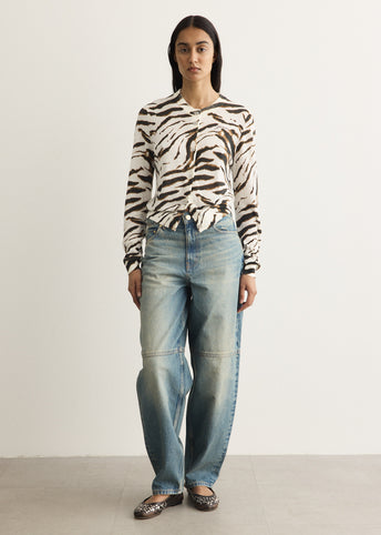 Sheer Printed Cotton Cardigan