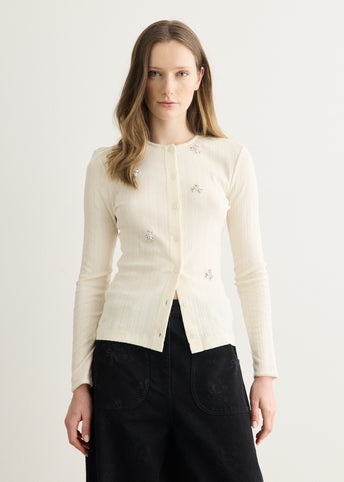 Turbo Embellished Pointelle Cardigan