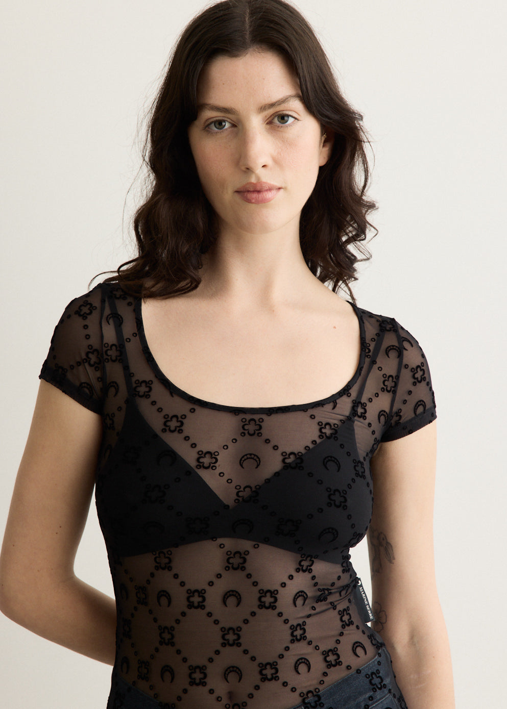 Moonogram Mesh Flock Short Sleeve T-Shirt