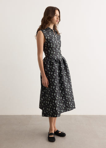 Floral Jacquard Midi Dress