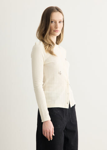 Turbo Embellished Pointelle Cardigan