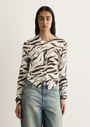 Sheer Printed Cotton Cardigan