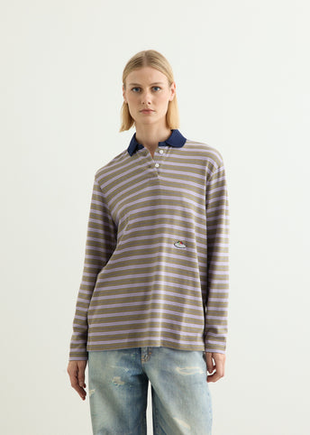 x Fruit of the Loom Striped Long Sleeve Polo