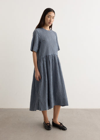 Seersucker Check Midi Dress
