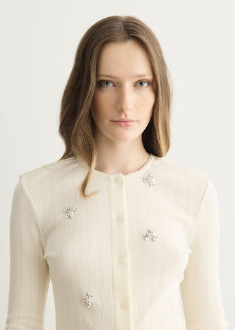 Turbo Embellished Pointelle Cardigan