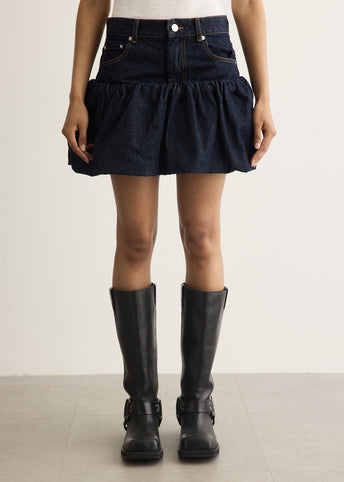 Rinse Denim Bubble Mini Skirt
