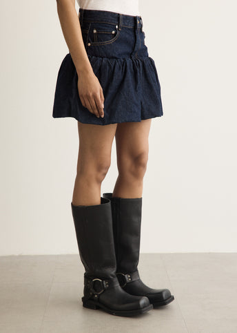 Rinse Denim Bubble Mini Skirt