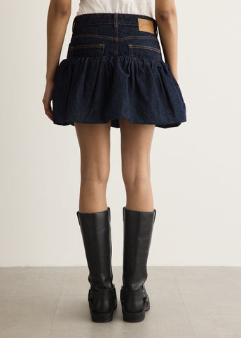 Rinse Denim Bubble Mini Skirt