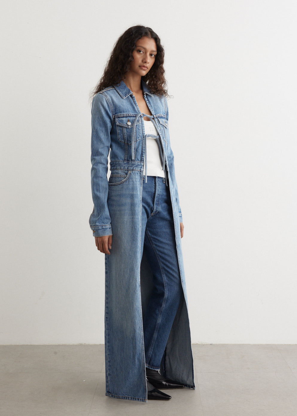 Tie Front Denim Trucker Jacket