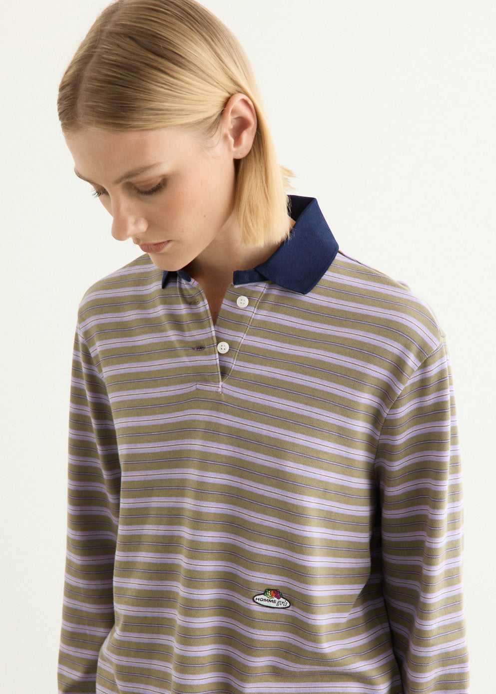 x Fruit of the Loom Striped Long Sleeve Polo