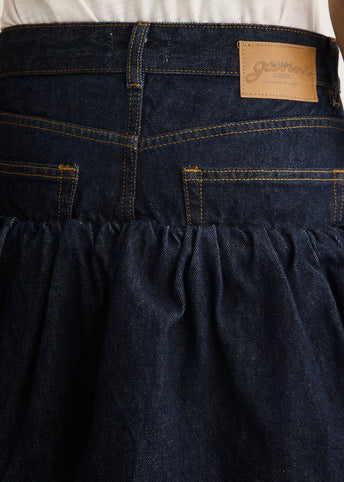 Rinse Denim Bubble Mini Skirt