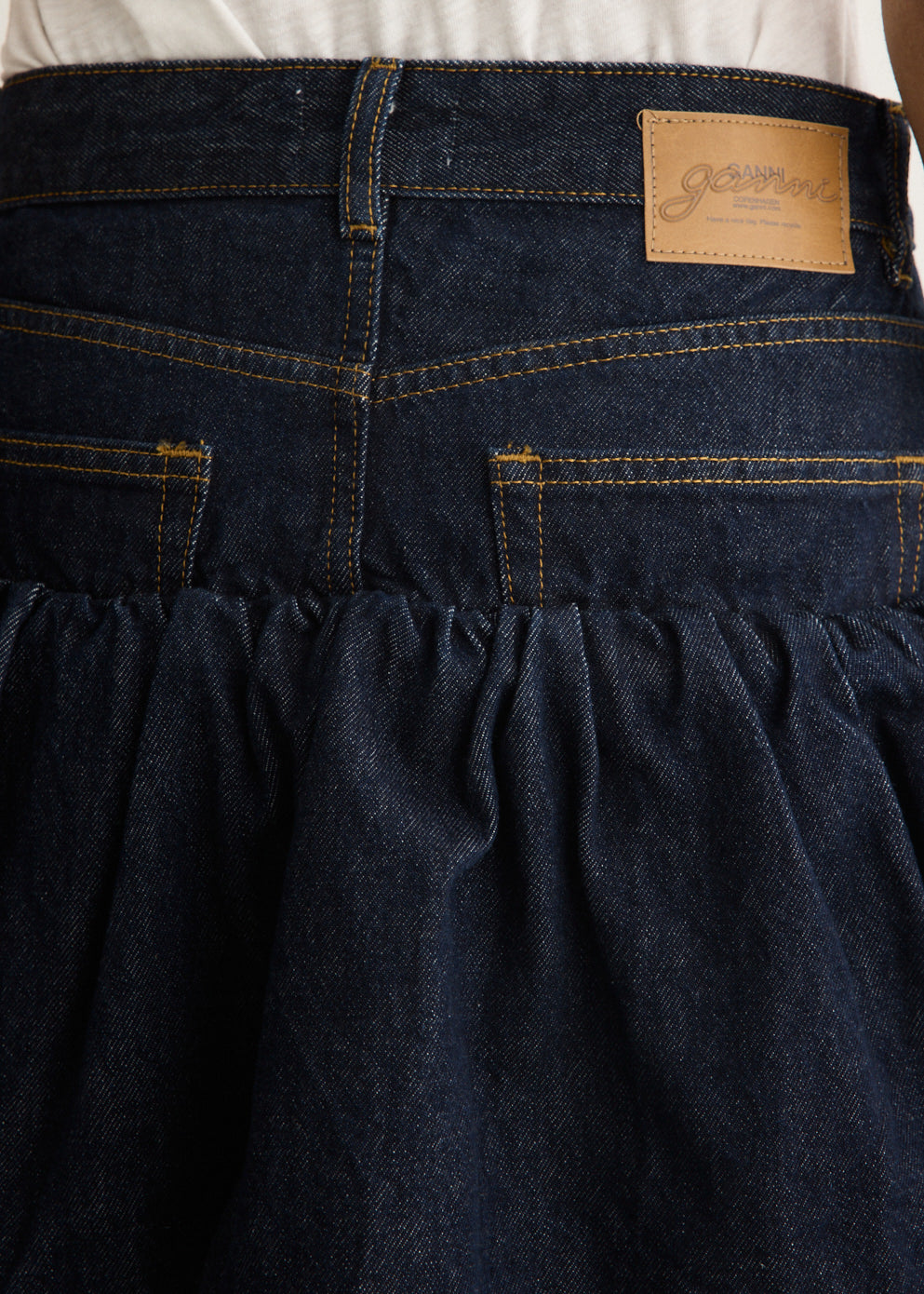 Rinse Denim Bubble Mini Skirt