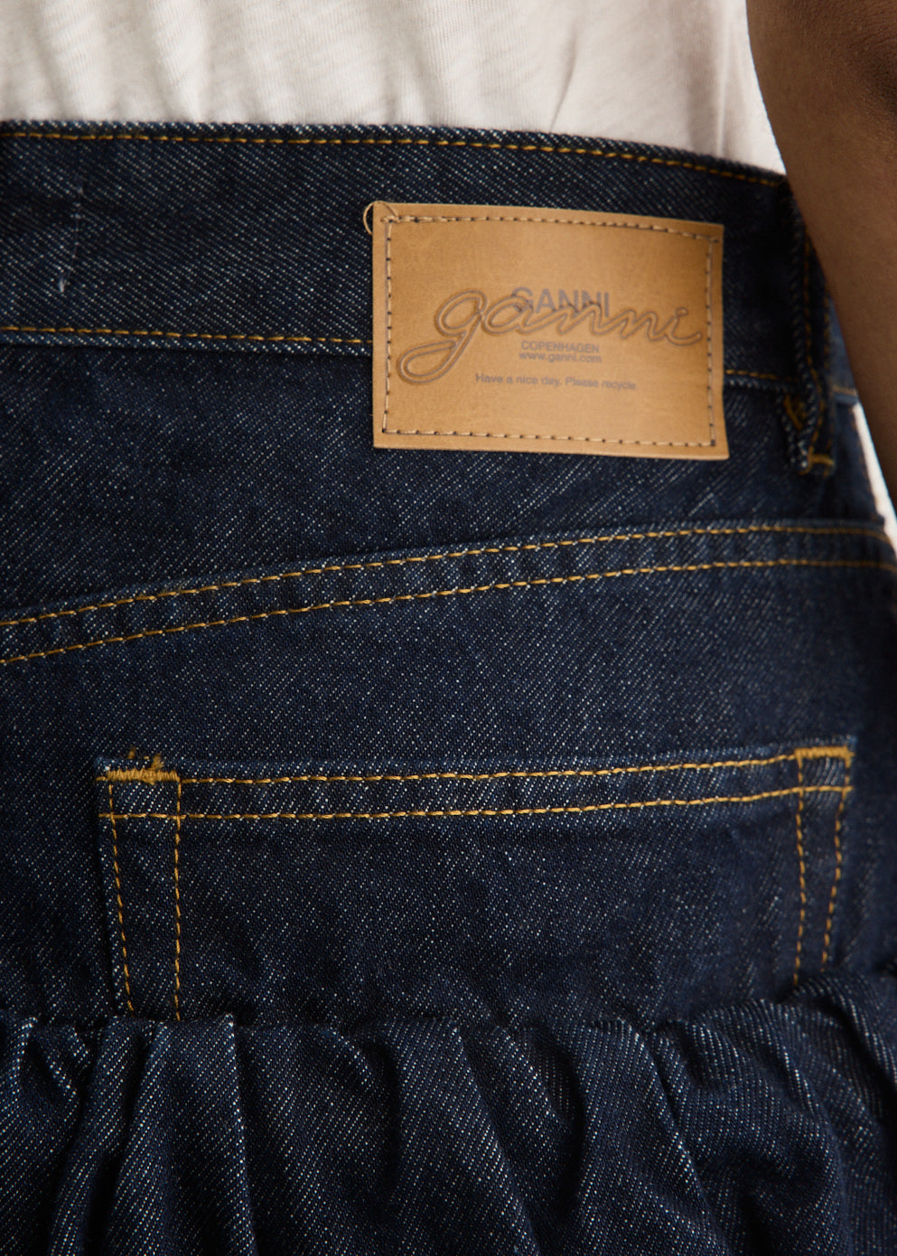 Rinse Denim Bubble Mini Skirt