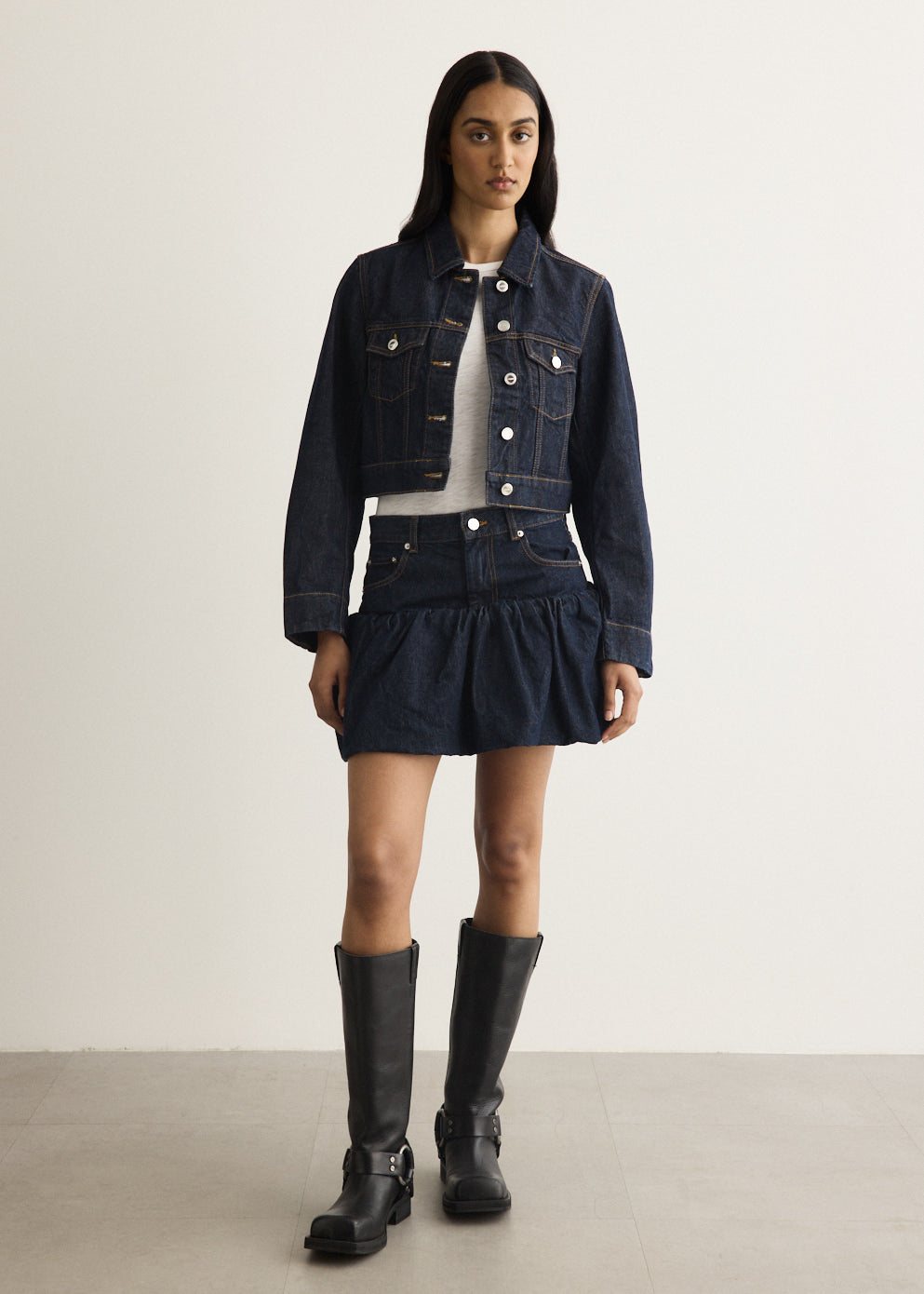 Rinse Denim Cropped Jacket