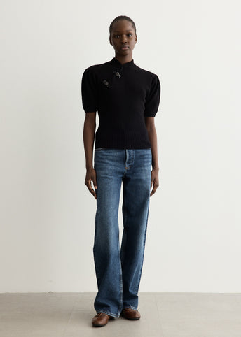 Embellished Mandarin Collar Cashmere Jumper