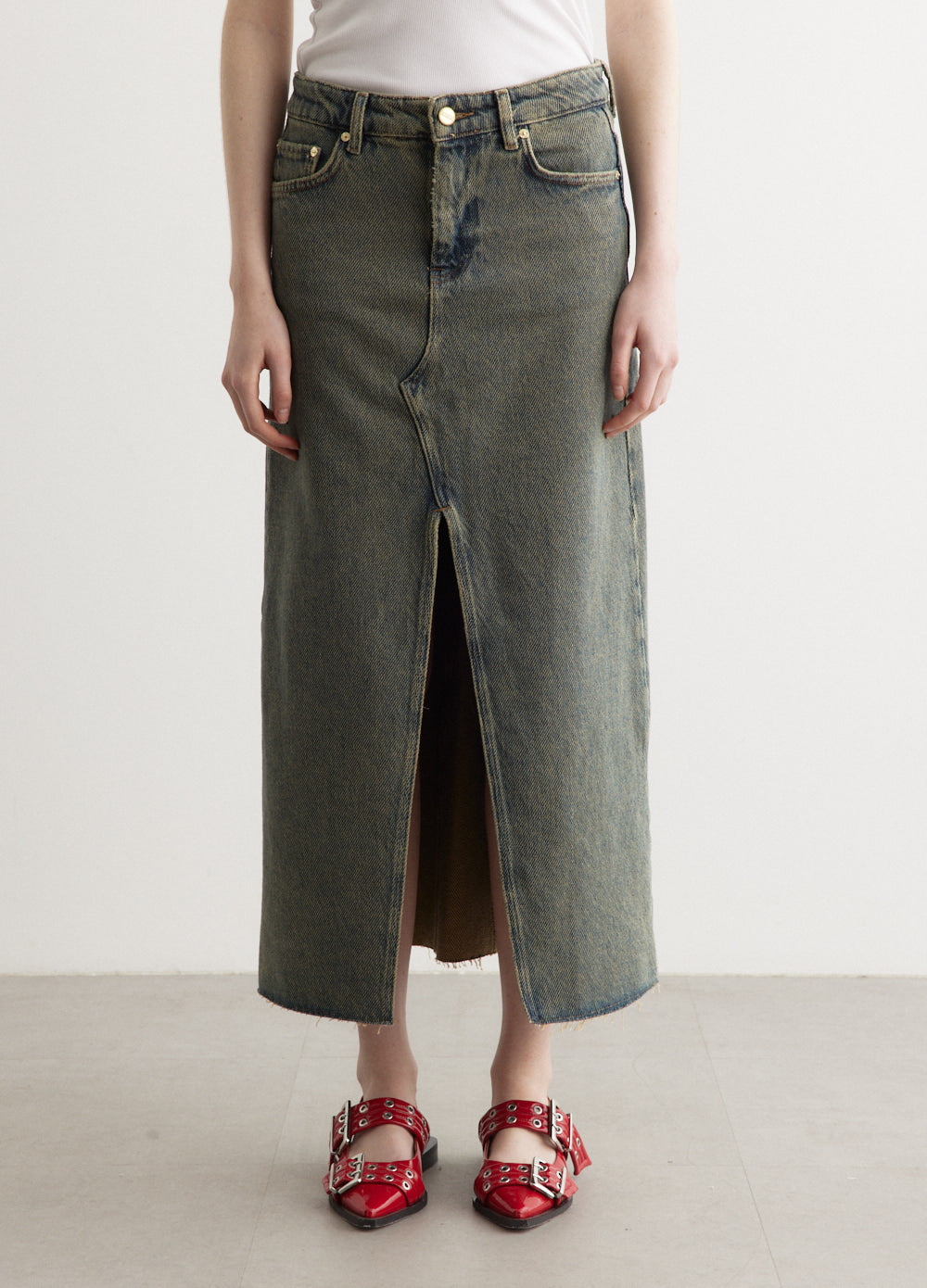 Ganni - Overdyed Heavy Denim Maxi Skirt - Skirt,Specials : American Fashion Style Bags On Sale Ganni - Overdyed Heavy Denim Maxi Skirt - Skirt,Specials : American Fashion Style Bags On Sale