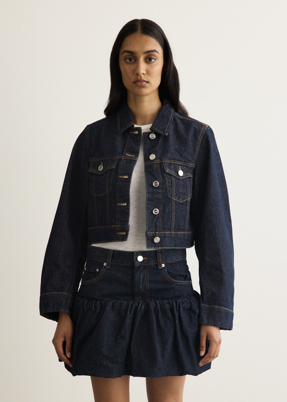 Rinse Denim Cropped Jacket