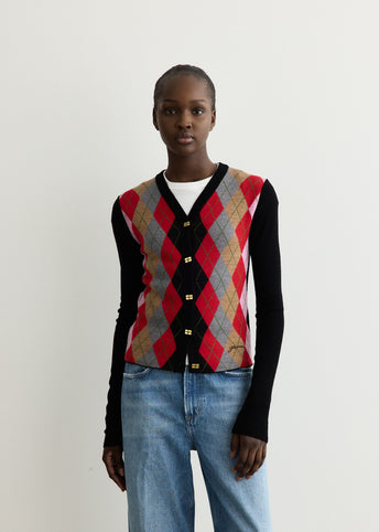 Fine Merino Argyle Cardigan