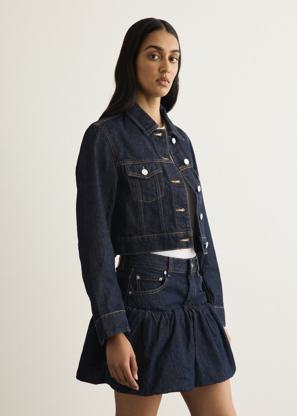 Rinse Denim Cropped Jacket