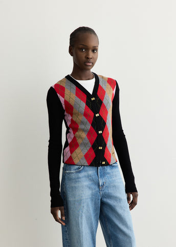 Fine Merino Argyle Cardigan