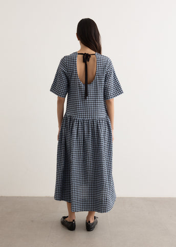 ganni seersucker check midi dress GANNI Checked Seersucker Midi Dress | Green