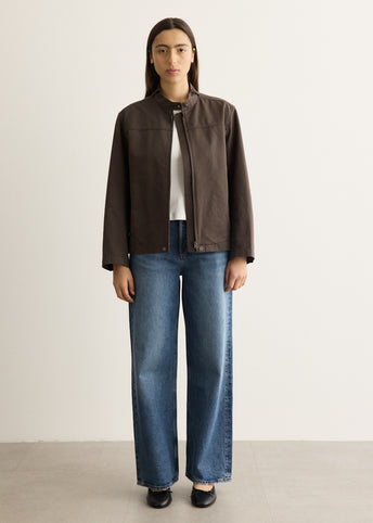 Washed Cotton Biker Jacket