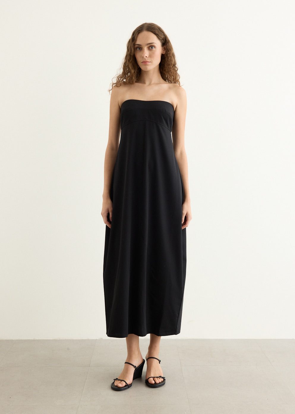 Wool Strapless Cocoon Dress