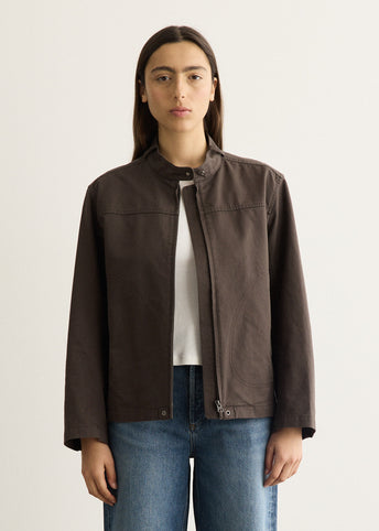 Washed Cotton Biker Jacket