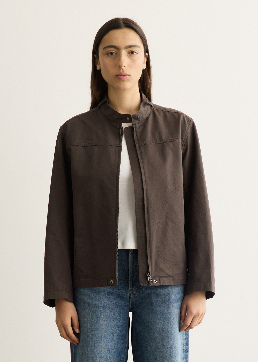 Washed Cotton Biker Jacket