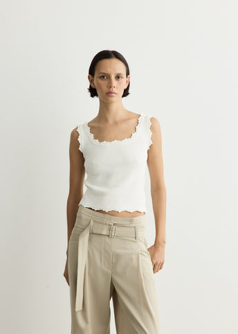 Lace Edge Sleeveless Knit Top