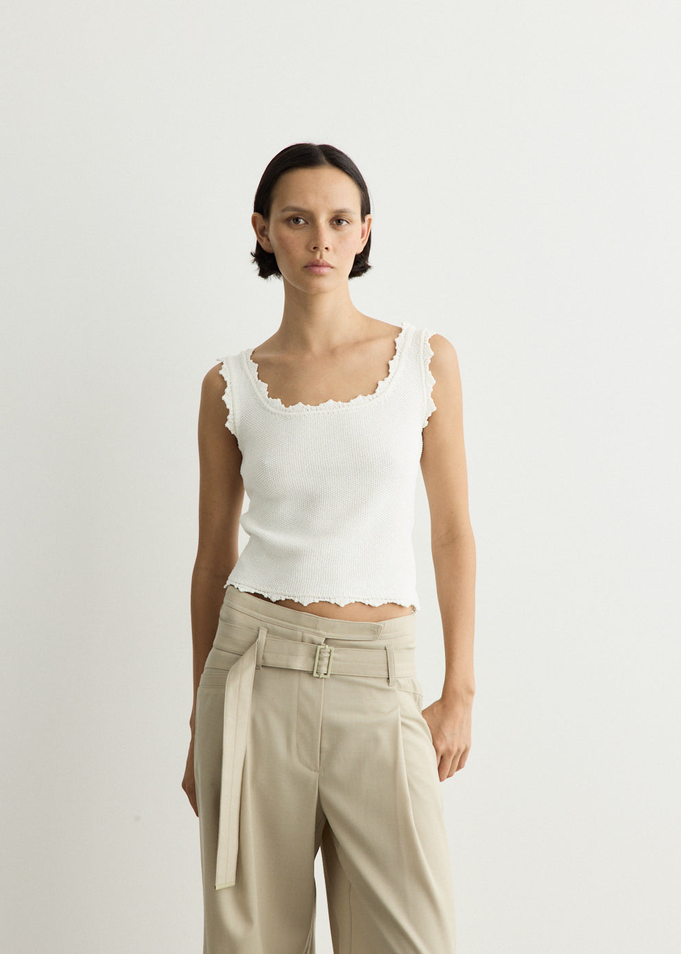 Lace Edge Sleeveless Knit Top