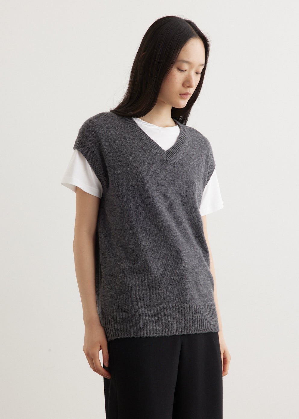 Wool Cashmere Silk Knit Vest