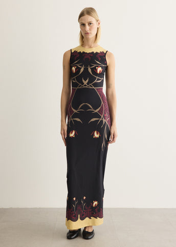 Floral Print Sleeveless Maxi Dress
