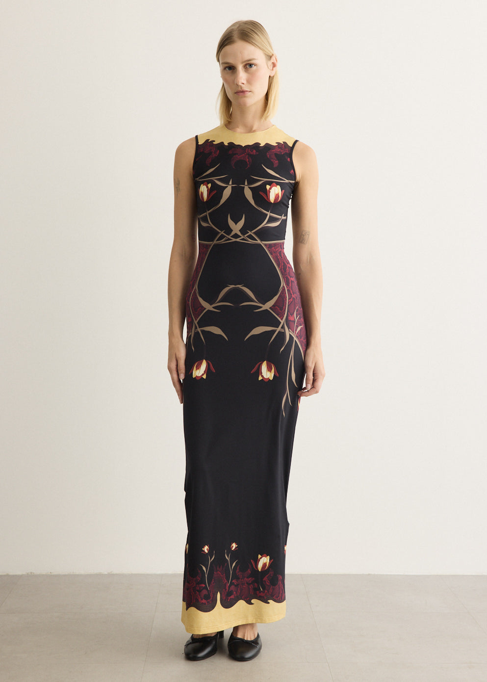 Floral Print Sleeveless Maxi Dress
