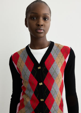 Fine Merino Argyle Cardigan