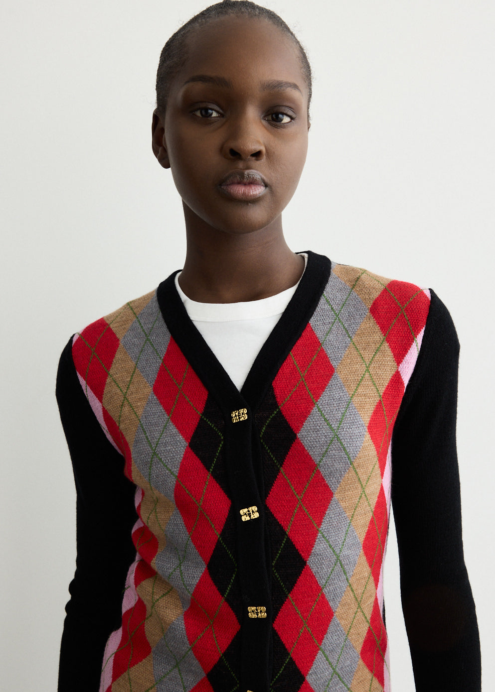 Fine Merino Argyle Cardigan