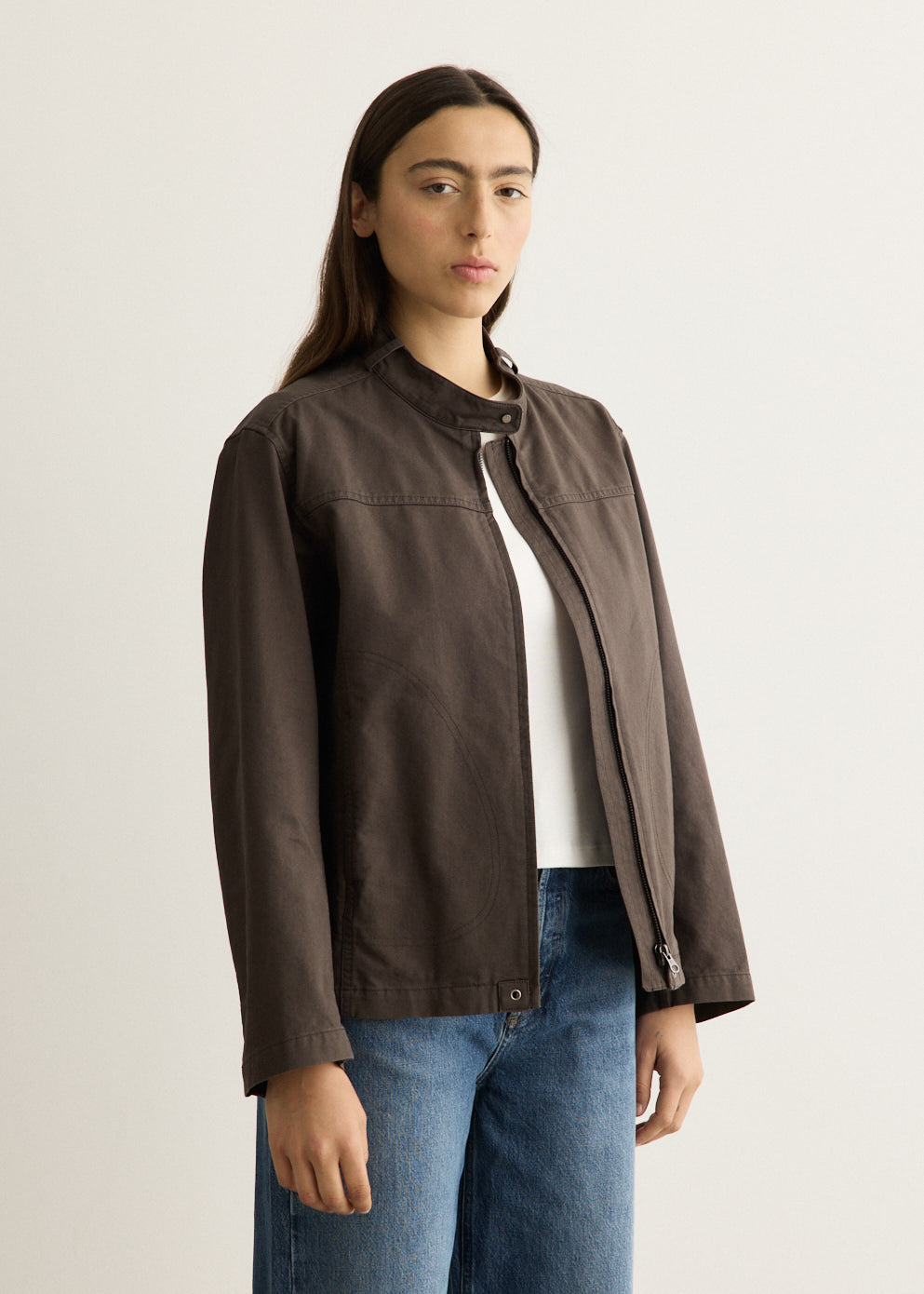 Washed Cotton Biker Jacket