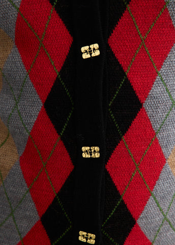 Fine Merino Argyle Cardigan