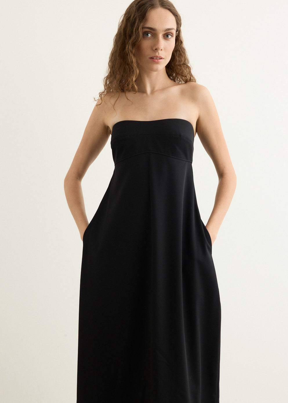 Wool Strapless Cocoon Dress