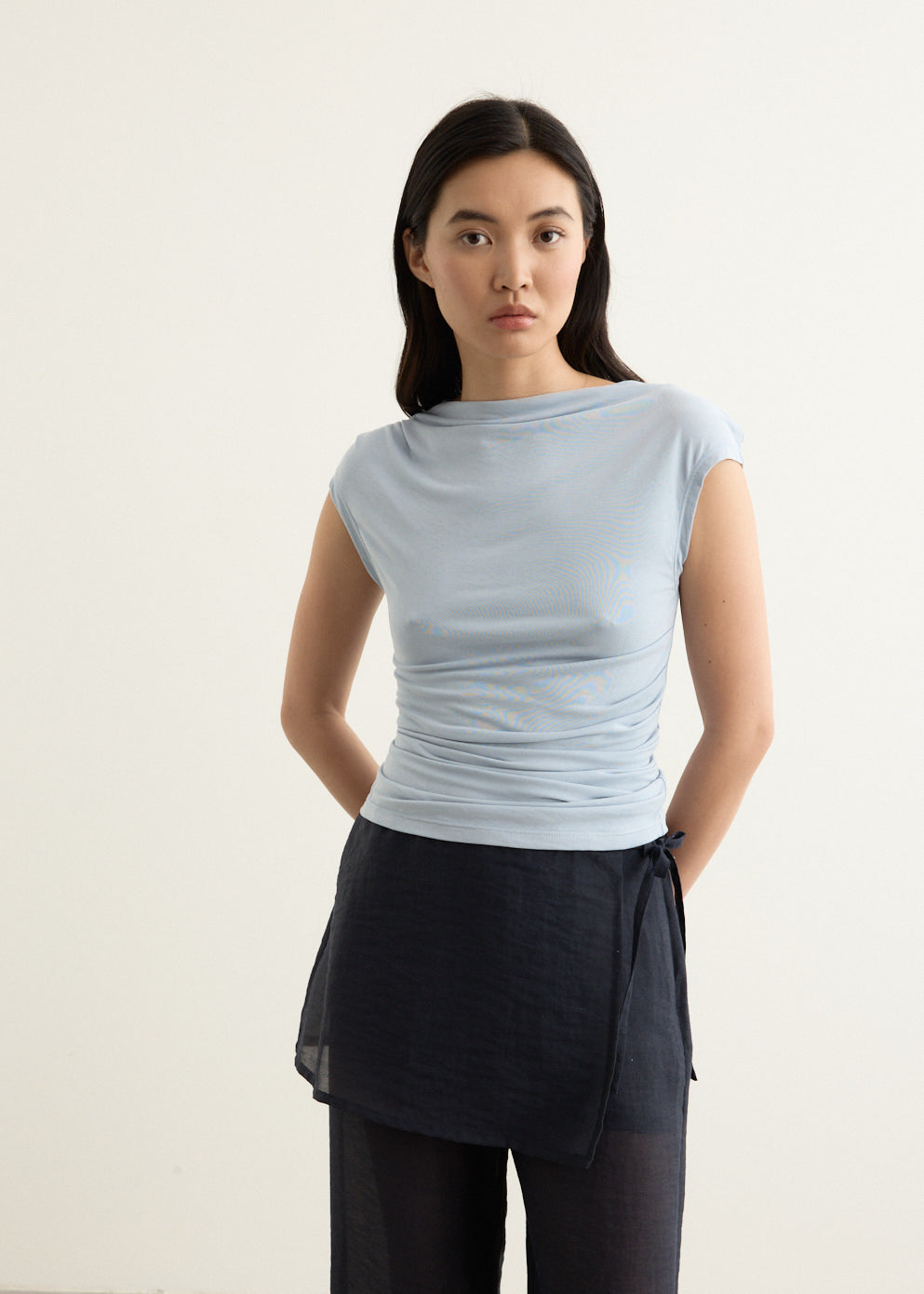 Agent Cap Sleeve Gathered Top