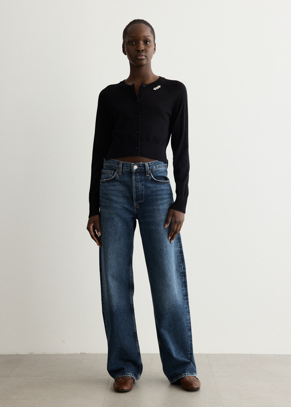 Embellished Cropped Merino Silk Cardigan