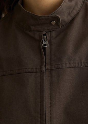 Washed Cotton Biker Jacket