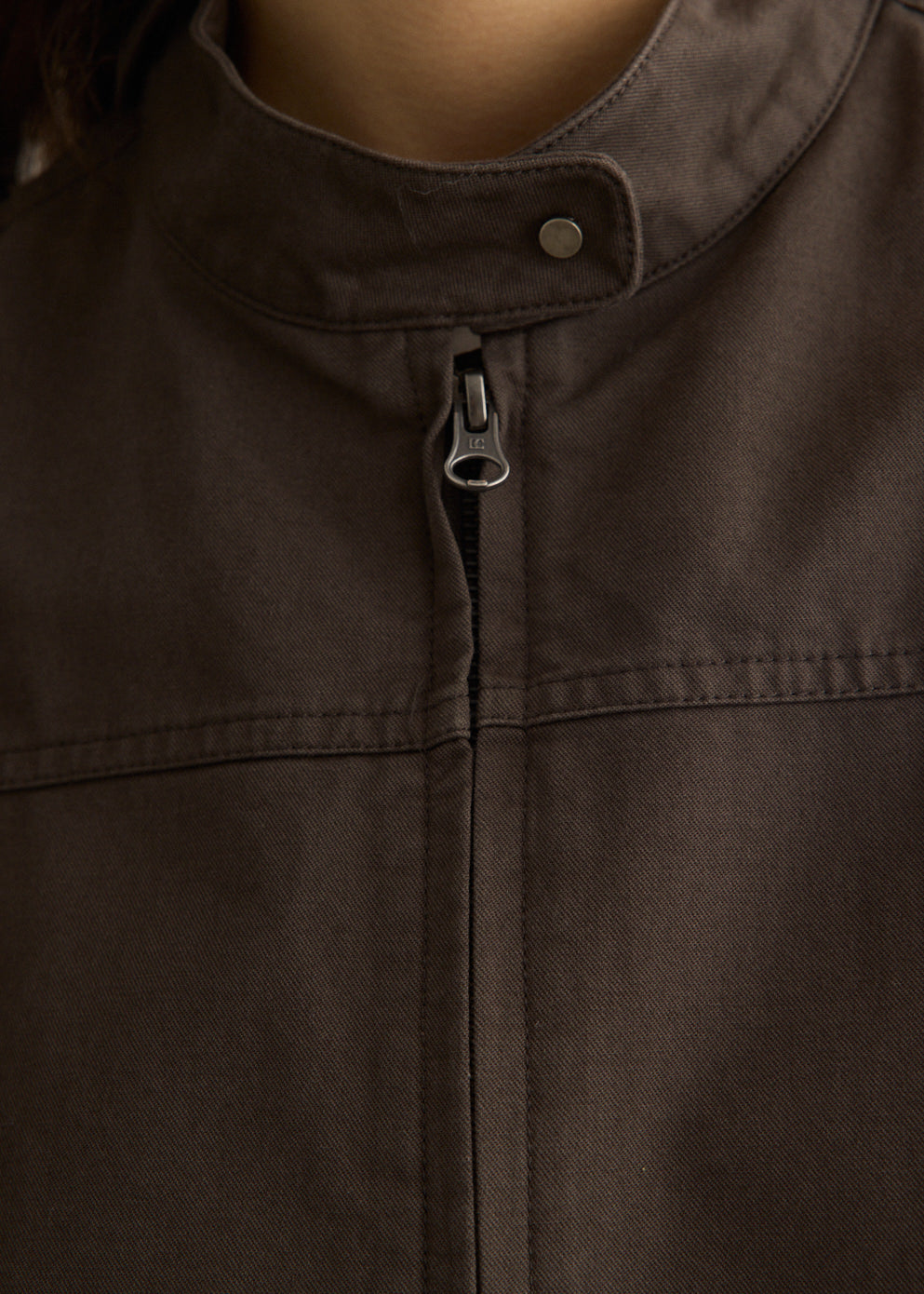 Washed Cotton Biker Jacket