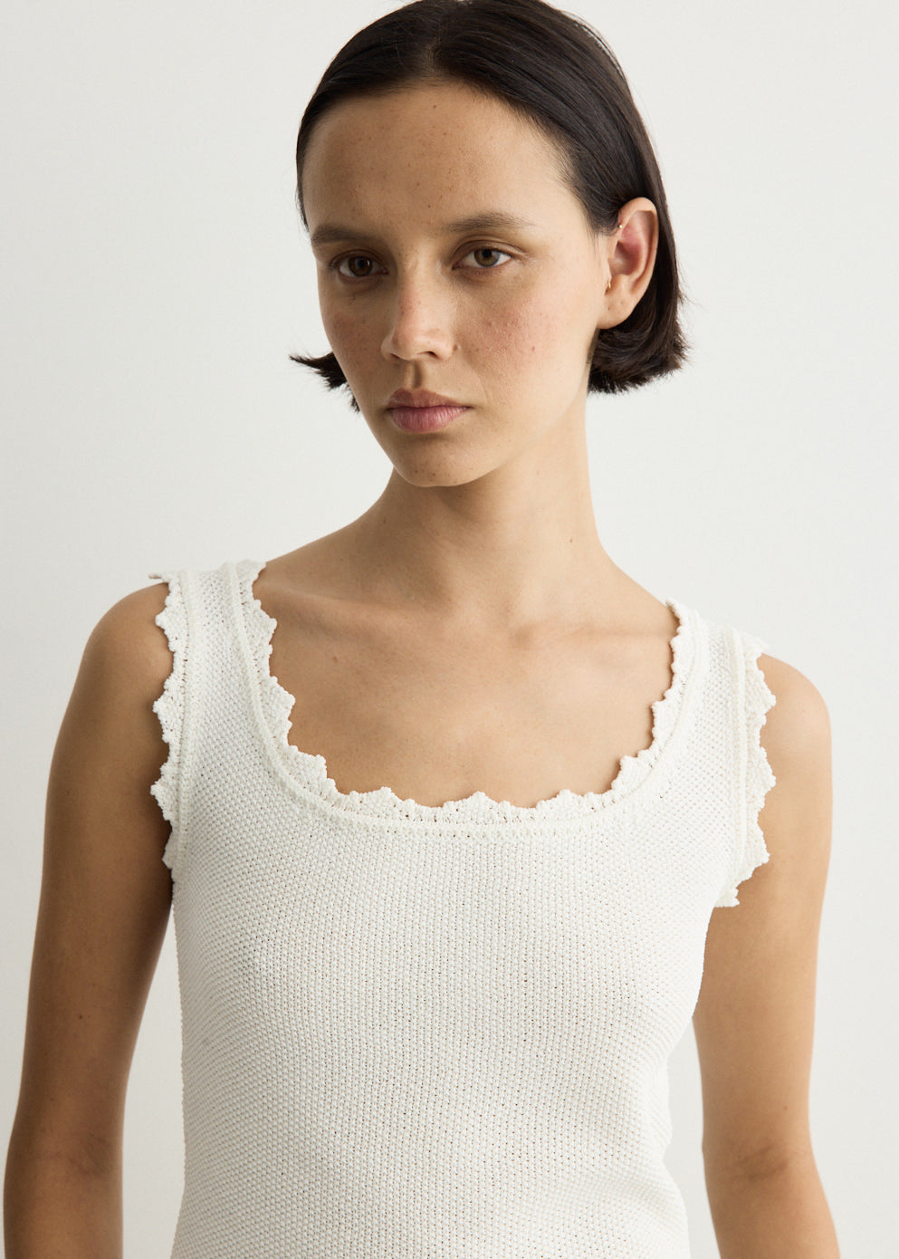 Lace Edge Sleeveless Knit Top