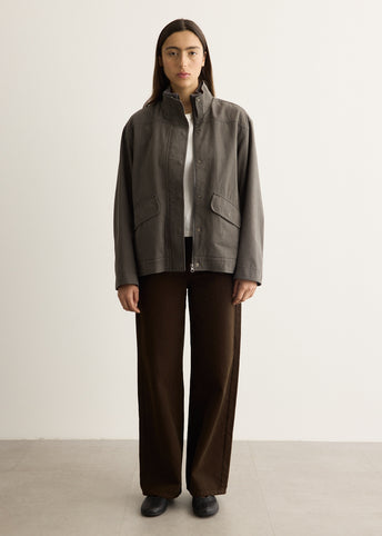 Washed Cotton Rib-Collar Jacket