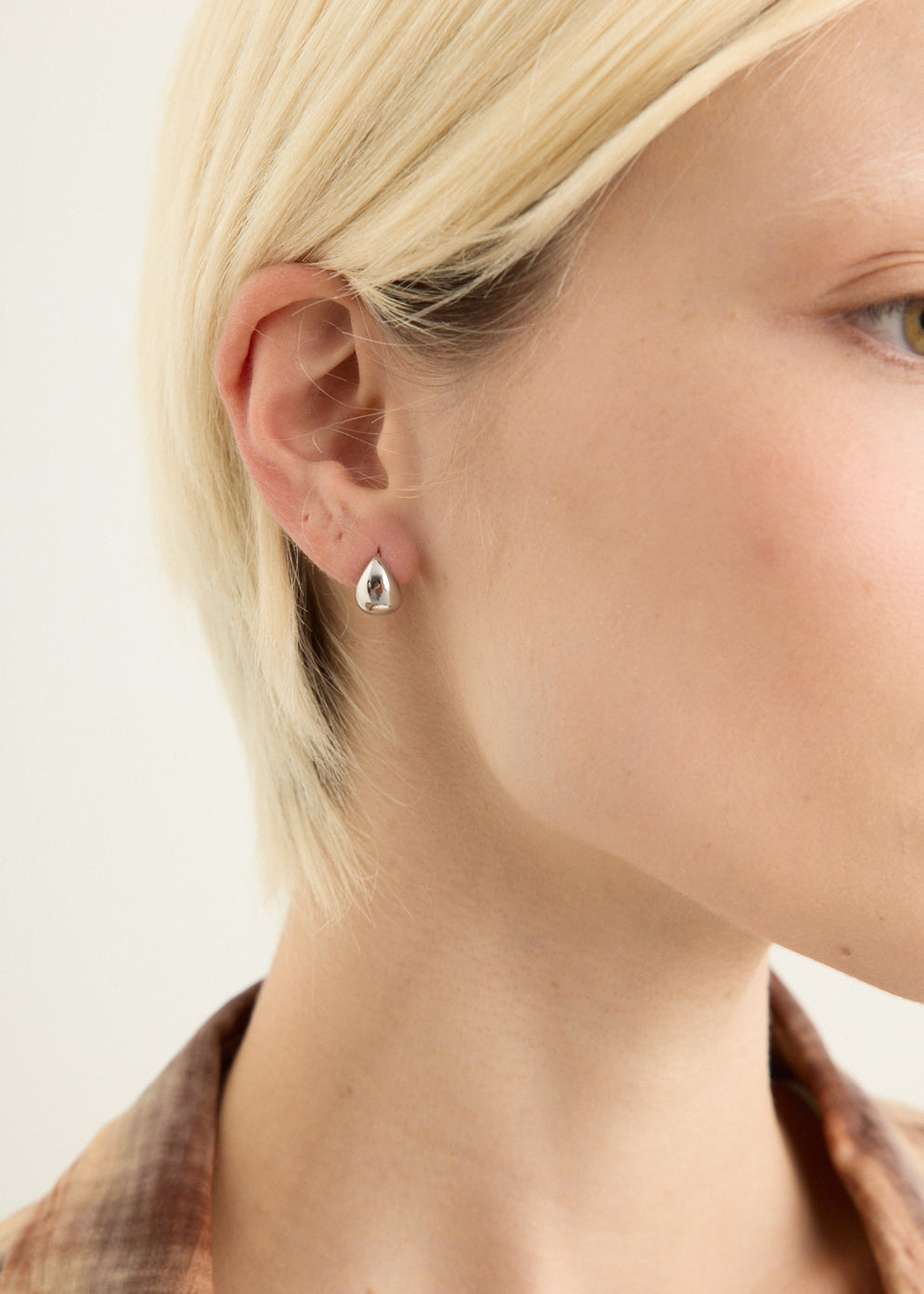 Silver Chunky Dome Hoop Earrings