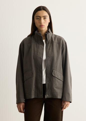 Washed Cotton Rib-Collar Jacket
